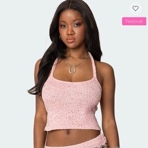 Edikted Pink Knit Crop Top